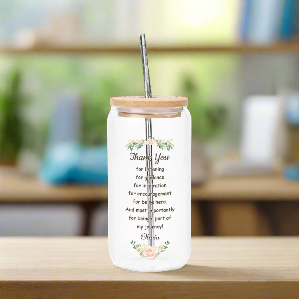 Transparent Bamboo Covered Cup 16oz Glass Cups Furniture with Straw