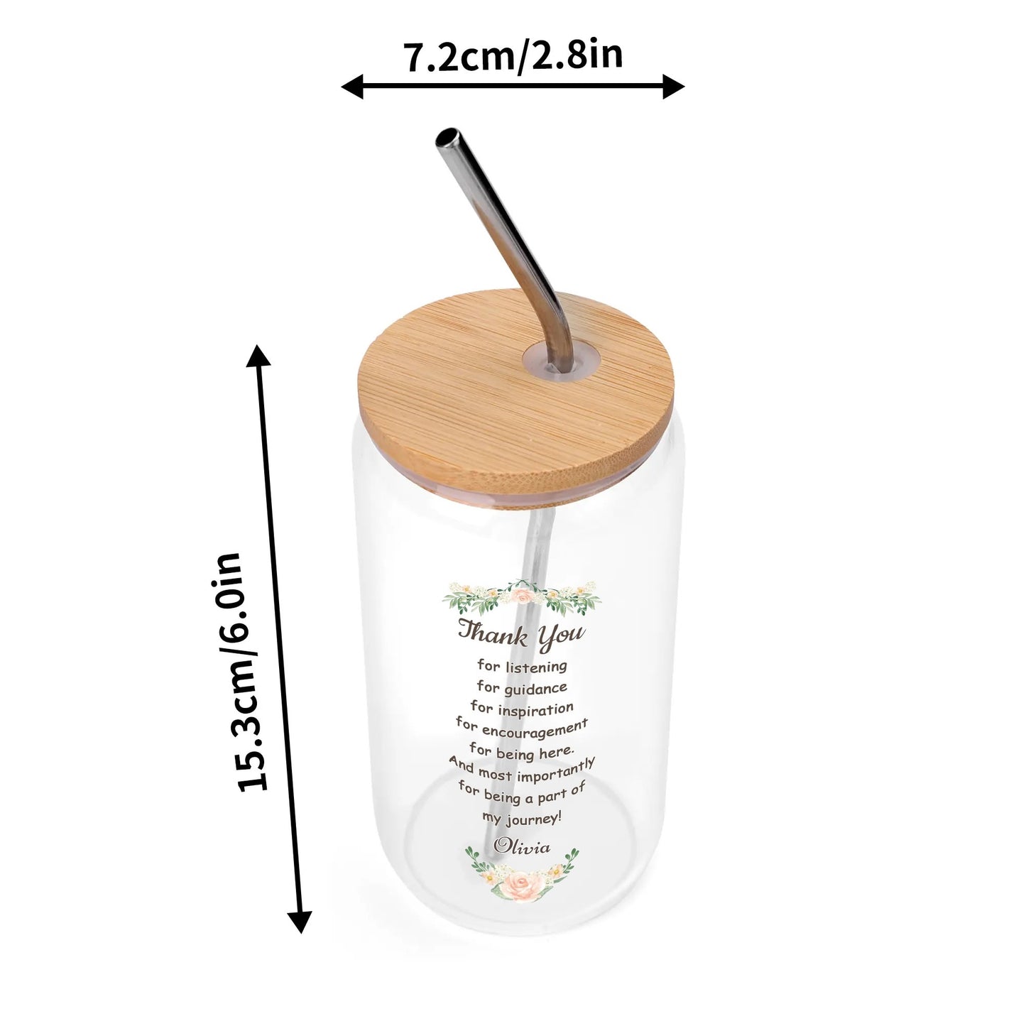 Transparent Bamboo Covered Cup 16oz Glass Cups Furniture with Straw
