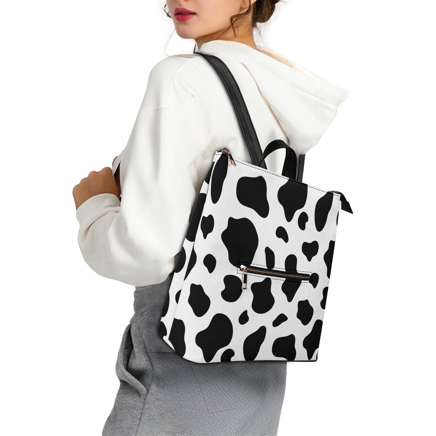 Womens PU Leather Leisure Backpack College Daypack and Top-Handle