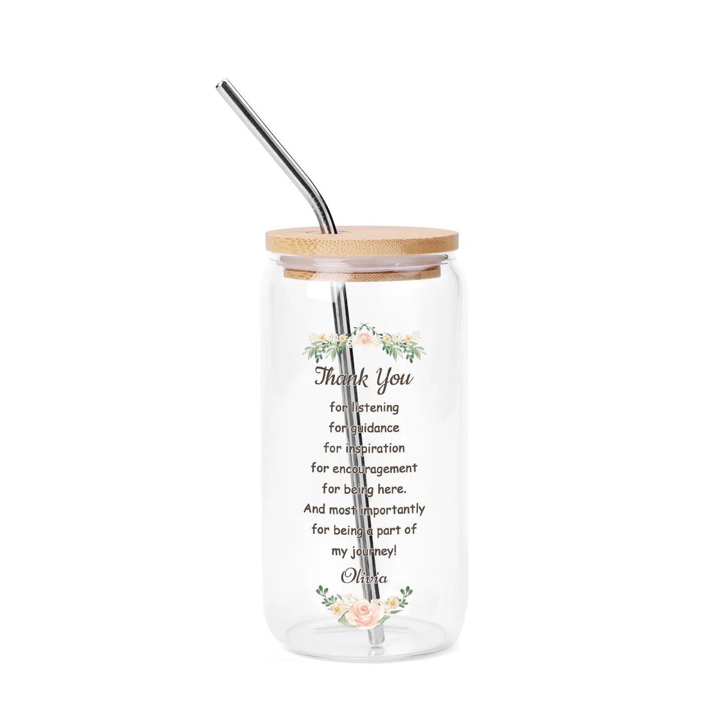 Transparent Bamboo Covered Cup 16oz Glass Cups Furniture with Straw