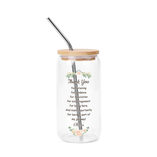 Transparent Bamboo Covered Cup 16oz Glass Cups Furniture with Straw